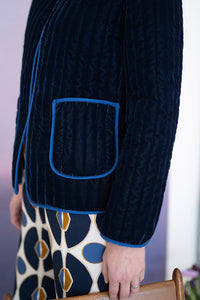 Giacca LOTUS velluto profilato blu