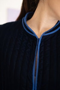 Giacca LOTUS velluto profilato blu