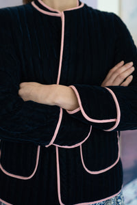 Giacca LOTUS velluto profilato rosa