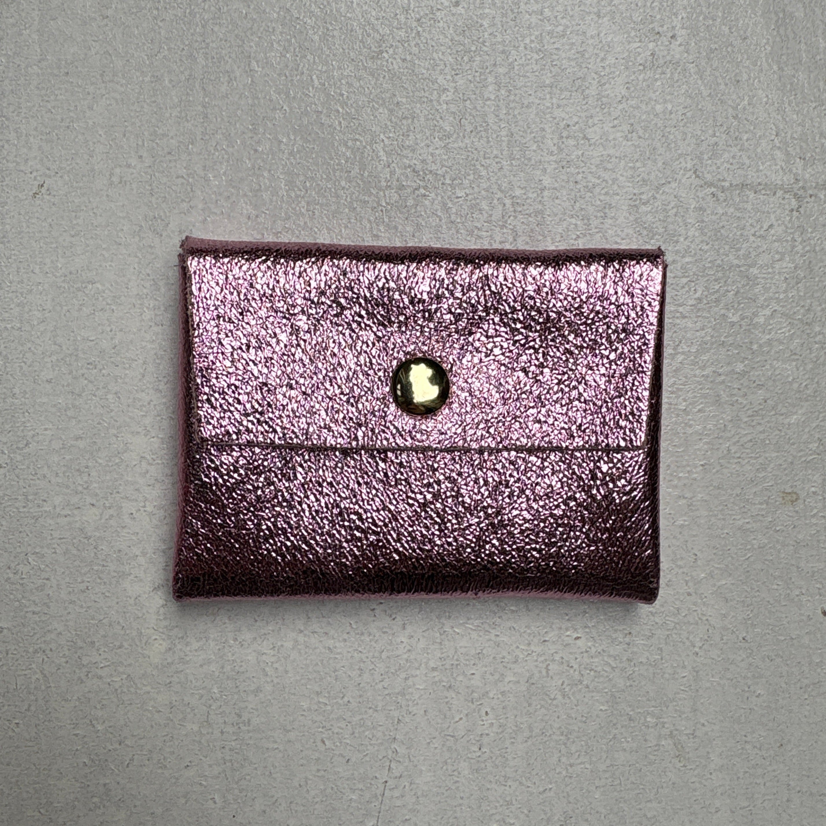 Portatessere in Pelle Metallizzato Rosa