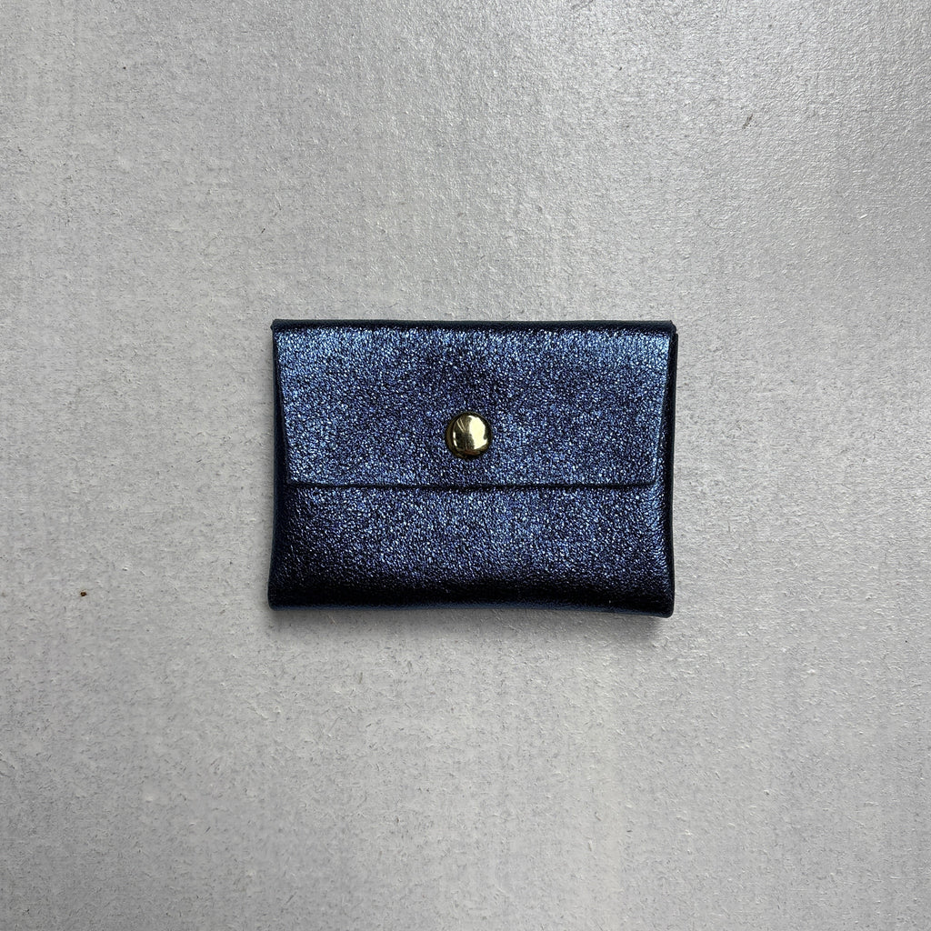 Portatessere in Pelle Metallizzato Blu