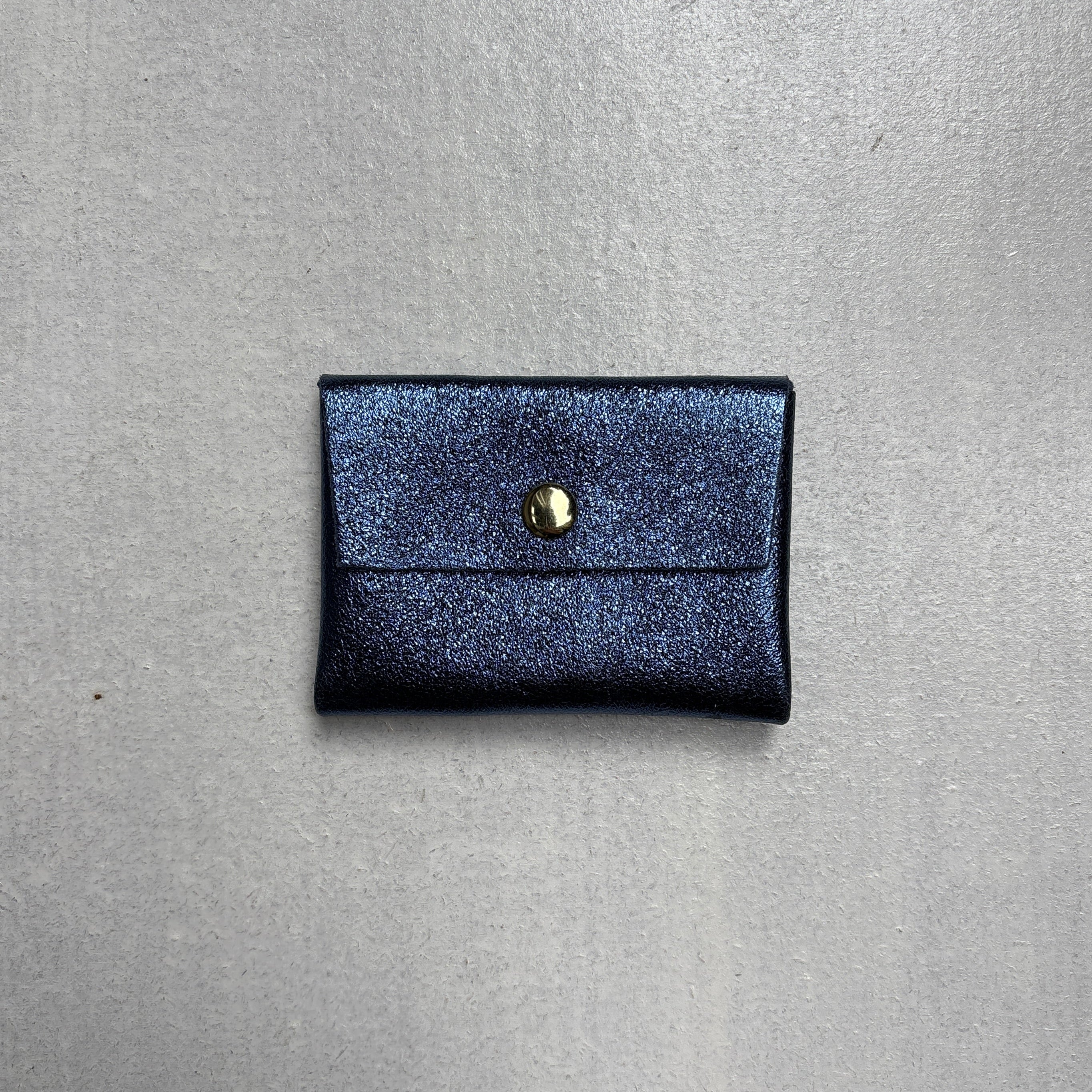 Portatessere in Pelle Metallizzato Blu