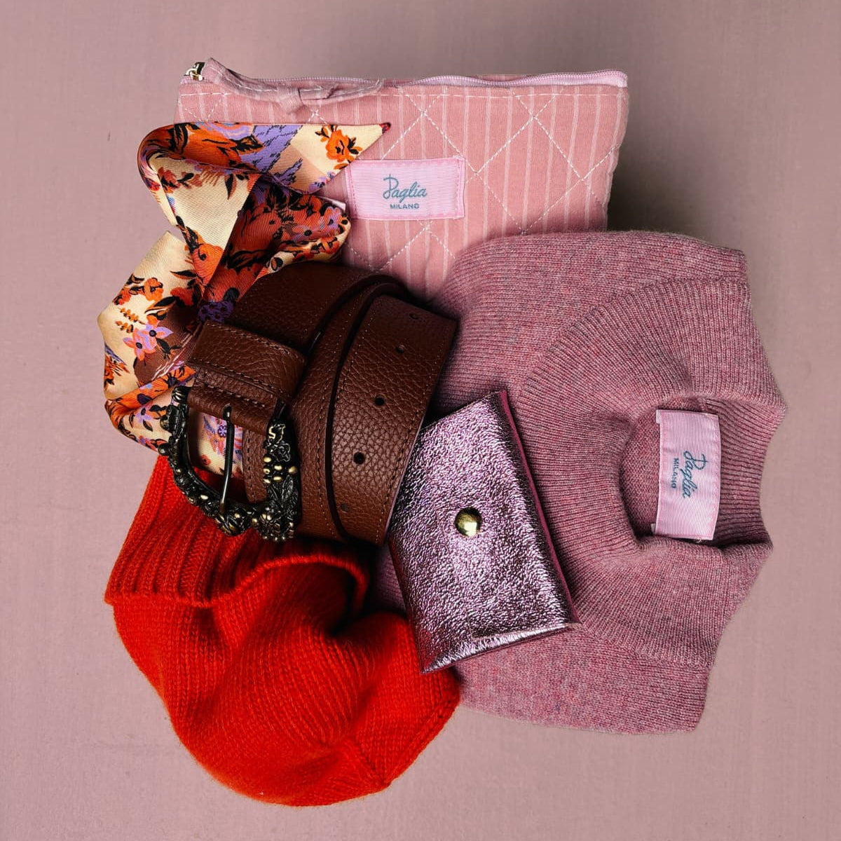 Portatessere in Pelle Metallizzato Rosa