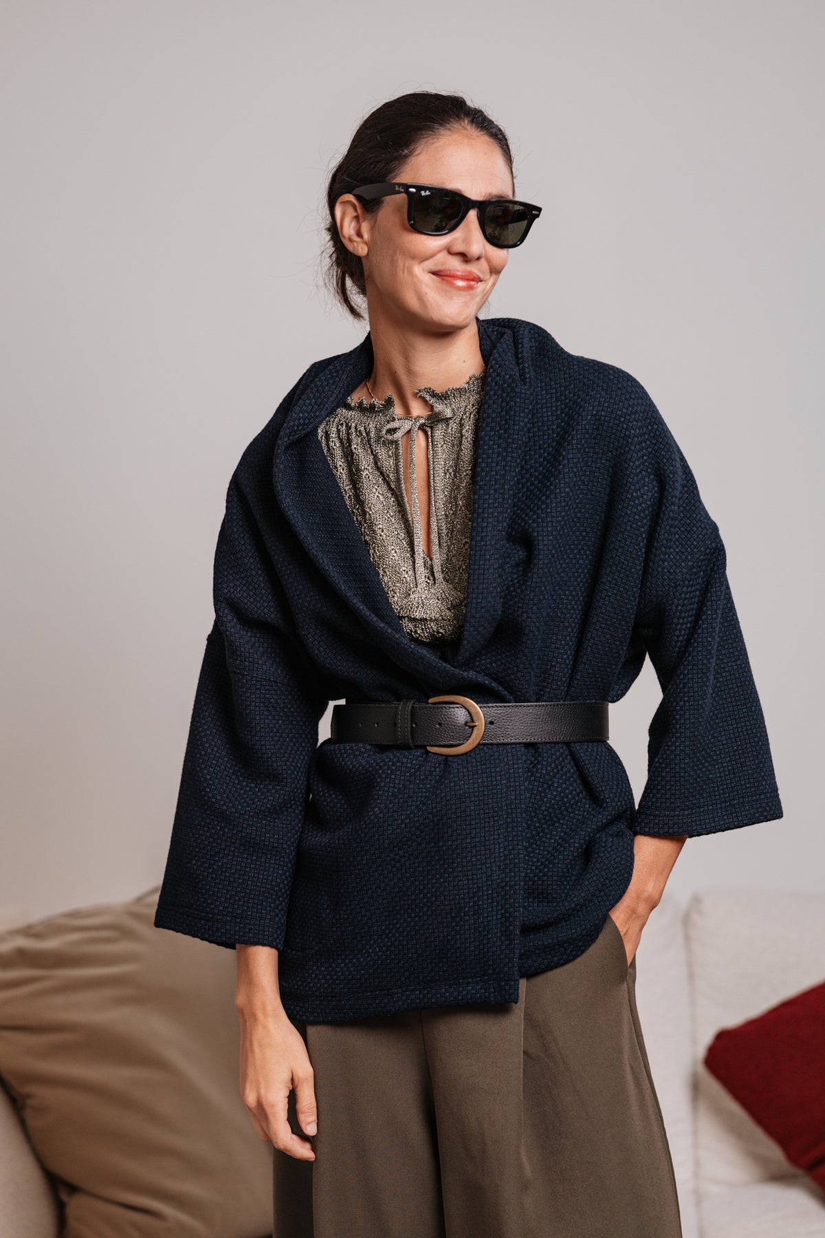 Kimono lana blu